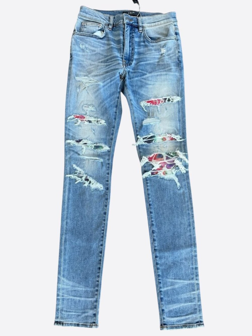 Amiri Clay Indigo Multicolor Tie-Dye Patch Thrasher Jeans